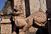 Elaborate figures carved in stucco decorate the ancient stupas, Kakku Buddhist Ruins. Shan State in Myanmar (Burma). 